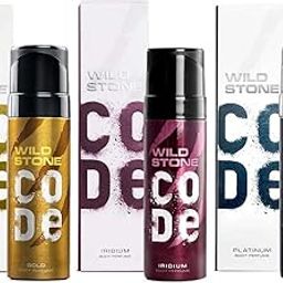 Wild Stone Code Gold, Iridium & Platinum No Gas Body Perfume Combo for Men, Pack of 3 (120 ml each)-86