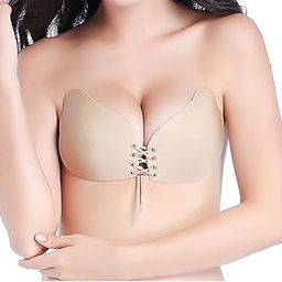 Women's & Girl's Nylon & Spandex Strapless Silicone Wire Free Push up Stick-On Bra-image-43