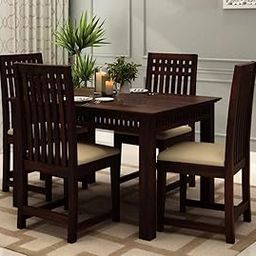 Winntage Solid Sheesham Wood 4 Seater Dining Table Set | Modern Dining Room Set with 4 Cushioned Chairs for Home Livingroom Dining Room Hall Office Restaurant and Hotel (Walnut Finish)-image-61