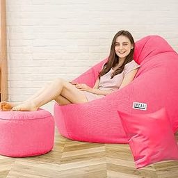 LEXAVI® - 5XL Large Premium Imported Soft Faux Leather Bean Bag with Footrest with Cushion, Extra Comfortable and Big Size to Other Bean Bags Without Beans (Cover Only) I Color- (XXXXXL-Pink)-image-54