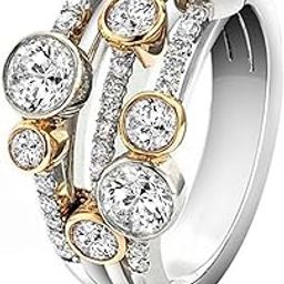 peora 2 Toned Cubic Zirconia Studded Stylish Finger Ring Fashion Jewellery Gift for Women Girlfriend-picture-12