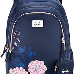 Lovelace School Backpack for Girls |19 In-36 Ltr with Three Compartments, Side Pockets and Light Weight with Padded Shoulders |Best for Books,Stationery,Lunch Box & Essentials - Navy Blue-26