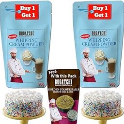 BOGATCHI Whipping Cream Powder, Whipping cream for cake, Premium Whipping cream Powder, Whipped Cream, Rich Whipping cream|FREE One Extra Whipping Cream Powder(50g)+ Golden Balls (10g)-image-10