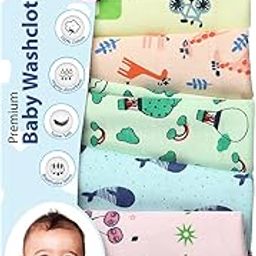 LuvLap Hosiery Cotton Cloth Premium Baby Washcloth for New Born, Washable (22 cm x 22 cm), Reusable, Absorbent, Extra Soft Face Towels/Washcloth for Babies, Giraffe Print, Pack of 7 Pcs, Multicolour-18