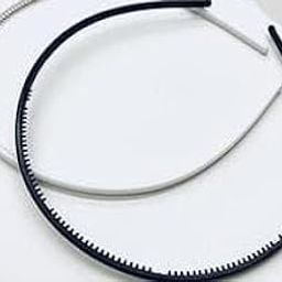 Glam Shopperz Thin Headbands with Teeth, Black and White, Pack of 4-image-11