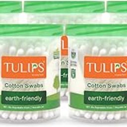 TULIPS Cotton Ear Buds/Swabs (pack of 5) With White PAPER Sticks, (100/200 tips) in a Jar-image-42