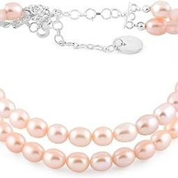 Peach Freshwater Rice Pearl AAA+ Quality 2 Strands Choker Necklace For Women-ZPFK11461-image-54