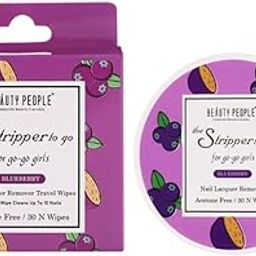 Beauty People Nail Polish Remover Blueberry | Nail Polish Remover Pads On the Go & Travel | No Harsh Chemicals |Pre-soaked Pads Made All Natural Ingredients |Perfect for Remover Blueberry 30-23