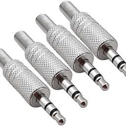 QBM 3.5mm 3 Pole Metal Earphone Soldering Jack Audio Male Plug Stereo DIY Plug Earphone AUX Pin (Pack of 4)-21