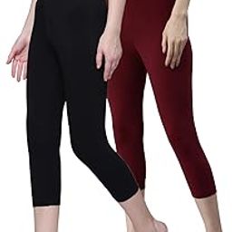 Women Pack of 2 Three-Fourth Length Capri Leggings-image-2