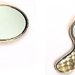 OJ Multipurpose Pocket Handheld Mirror for Women, Portable Travel Makeup Mirror Light weighted Personal Vanity bag Accessories Small Size Round ShapeGolden Color Pack of 2pc-55