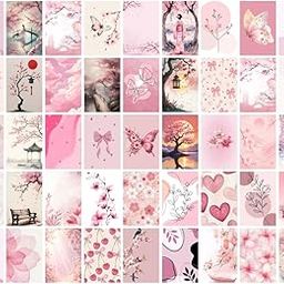 Good Hope Pink Aesthetic Collage Kit Poster for Wall – 45 PCS 4x6 Inch Photo Prints Posters for Girls Room Decor VSCO & Boho Wall Art Wall decor Set Preppy Cherry Blossom, Butterfly, Floral & Pastel Pink Theme-image-42