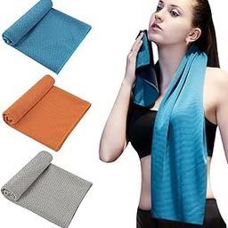 Ubervia® 3 Pack Cooling Towel（39''x12'', Microfiber Ice Towel for Neck and Face, Soft Breathable Chilly Towel for Sports, Gym, Camping, Running, Fitness, Yoga,Workout (Blue/Orange/Grey)…-image-14