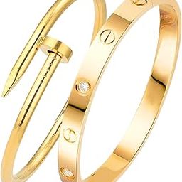 Anti-Tarnish Love Band & Nail Cuff Hand Bracelet for Women | Combo of 2 Stainless Steel Adjustable Kada Bracelet Set for Girls | Valentine's Gift Set for Girlfriend-27