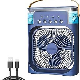 WISHKEY Mini Cooler for Room Cooling AC Portable Mini Fan Artic Cooler with 360-Adjustable Colour Light, 1/2/3 H Timer, 3 Wind Speeds and 3 Spray Modes for Office,Home,Dorm,Travel (Blue)-picture-27