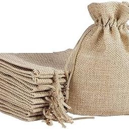 Bakeyy Women's Drawstring Bags Jute Linen Gift Bags | Natural Jute Color | Natural Fiber Drawstring Pouches | Reusable Jute Bag with Drawstring | 10cmx15cm (Pack of 10). (4/6)-image-1