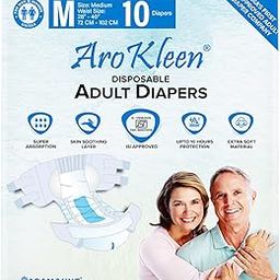AroKleen (ISI CERTIFIED) Adult Diapers Tape Style | Medium (M) Size, 10 Count, Waist Size (72-102cm | 28"- 40" inches), Unisex, High Absorbency, Leak Proof, Overnight Protection, Odour lock, Anti-Bacterial Absorbent Core-Pack of 1-image-67