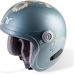 TVARRA Lotus Women’s Open Face Helmet with Printed Design, ISI Certified, Lightweight Material, Crafted for Women, Extreme Comfort fit with Clear Visor-18