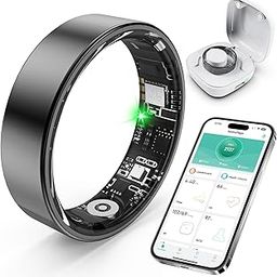 SARUNN ER Smart Ring with Sleep Monitoring, Step Counting, Heart Rate, Blood Oxygen, Blood Pressure for iPhone and Android, No Subscription Fee, IP68 Waterproof Health Tracker (Black, 9)-image-72
