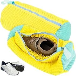 Shoe Washing Bag for Washing Machine with Zipper Washer and Dryer, Reusable Shoe Cleaning Bag Fluffy Fibers - Yellow Color-image-39
