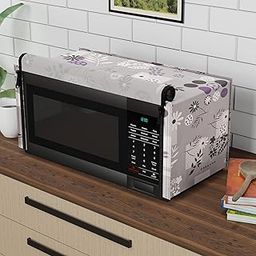 Kuber Industries 23L PVC Dustproof & Spill Resistant Microwave Cover with Ventillation Mesh | Durable Convection & Oven OTG Covers/Accessories for Home Decor | Floral - Grey-6