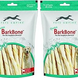 Pets Empire Rawhide Chew White Sticks 10Pcs (Pack of 2)| Easily Digestible Rich of High Proteins | Treat Chew Nonveg Twisted Stick for Puppy | Dog Calcium Sticks Fresh & Natural-2