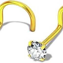 316L SS Nose Pin Cubic Zircon's CZ Gold Color Twist Piercing Ring for Women 2 Pieces Set-image-91