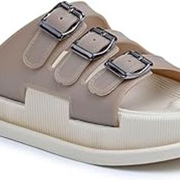 Women & Girls Comfort Slide Sandals | Triple Buckle Slip-On Flats | Soft Cushioned Anti-Skid Sole for Casual Wear | CR1-image-9
