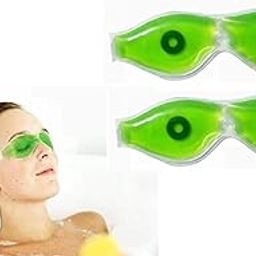 JK ENTERPRISE (Pack Of 2) Satin Aloe Vera Cool Gel Eye Mask Summer Ice Cooling Sleeping Mask For Eye Patches Remove Dark Circles Fatigue Cool Eyes Patch Pads Eye Care (2 Pc Green With Magnet)-image-45