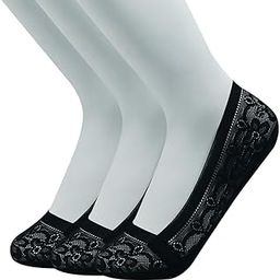 Women's Nylon No Show Socks (Pack of 3) Black-image-41