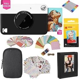 Kodak Printomatic Instant Camera (Black) Gift Bundle + Zink Paper (20 Sheets) + Deluxe Case + 7 Fun Sticker Sets + Twin Tip Markers + Photo Album + Hanging Frames + Comfortable Neck Strap-13