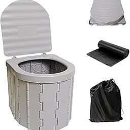 Nucarture Portable Toilet for Camping Commode Chair for Adult Travel Foldable Toilet Seat for Adult Indoor Hiking Outdoor Toilet Stool for Patients With Waterproof Bag, Garbage covers(Grey)-11