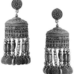 Earrings for Women and Girls Traditional Silver Oxidised Jhumka Earrings | German Silver Big Jhumki Earrings | Birthday Gift For girls and women Anniversary Gift for Wife-image-18