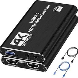 4K HDMI Capture Card for Streaming, USB 3.0 Video Capture Device, Full HD 1080P 60FPS Game Audio Video Capture Card for Game Recording, Live Streaming, Broadcasting, Online Meeting,Teaching-64