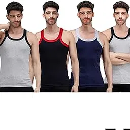 amul comfy Men's Plain Cotton Gym Vest Pack of 4 (Assorted Colours May Vary)-picture-36