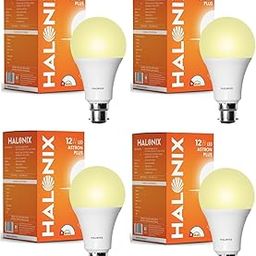 Halonix 12W LED Light Bulb | Yellow (3000K) |Pack of 4|Energy Efficient| 4kv Surge Protection | High Lumens per watt, B22-13