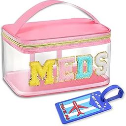 Small Transparent Medicine Pouch for Travel with Luggage Tag, Versatile Medicine Organizer Pouch for Daily Home or Travel Use with Handle - 23 x 15 x 12 Cm - Model 1 - Pink-image-97