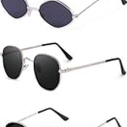 Unisex combo offer pack of 5 shades Unisex Fashion Sunglasses Set, 5 Pairs, Metal Frame, Black and Silver - Combo5-7718-image-24