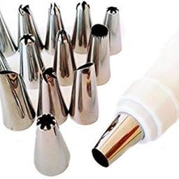 12 Piece Cake Decorating Set Frosting Icing Piping Bag Tips with Steel Nozzles. Reusable & Washable Silicon Bag 31 * 17.5 Cm-image-61