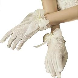 Wedding Gloves for Bride White Lace Gloves for Women Hand Gloves for Girls White Net Gloves, Elbow Length Lace Gloves Elegant Bridal Tulle Gloves-image-38