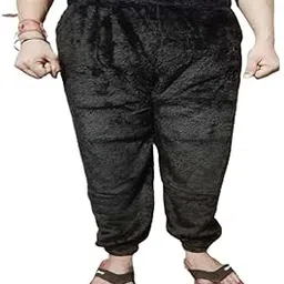 ukal Women's and Men's Winter Sleepwear Nightwear Bottom Pajama Lounge Pants Warm Fleece (Black, Small)-picture-45