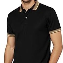 leotude Men's Matty Solid Polo T-Shirt Half Sleeves, Classic Collar Casual & Office Wear Tshirts for Mans (Colour: Brown)-picture-1