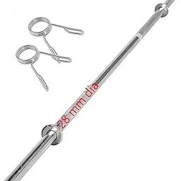 Gyming World® 28 mm Regular (7 Feet) SOLID Thickness Barbell | Standard Straight Weight Bar | with 2 spring Locks-30