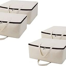 Closet Organizer and Storage Foldable Clothing Storage Bag for Clothes, Blanket, Comforter Canvas Material. (PACK OF 4)-23