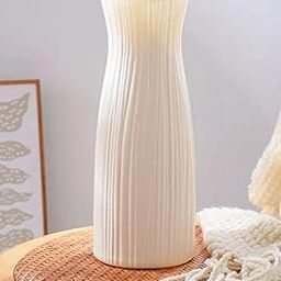 VRB DecTM 1Pcs Narrow Aesthetic Plastic Ceramic Vase, Flower Vase, Pampas Grass Vase,Vase for Flower,Vase for Plants,Vase Home Decor Centrepiece Decor for Home, Office,Living Room Decor (White Color)-image-73