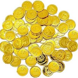 MYADDICTION 100 Pcs Plastic Pirate Gold Play Toy Coins Birthday Party Favors Money Coin-18