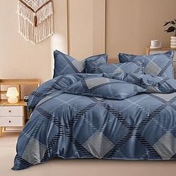 300 TC Super King Size Glace Cotton Printed Bedsheet with 2 Pillow Covers - 108" x 108" (275cm x 275cm) - 10 Designs Catalogue (Dark Blue Printed)-image-11