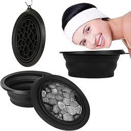 Face Ice Bath Bowl, Collapsible Silicone Facial Plunge Basin with Ice Tray, Cold Therapy for Skincare, Pore Tightening and Deep Cleansing. (Black)-11