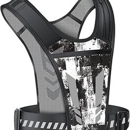 LOOM TREE® Running Vest with Reflective Strips Chest Bag Chest Phone Holder for Workout Black White | Fitness Running & Yoga | Clothing & Accessories | Safety & Reflective Gear-image-0
