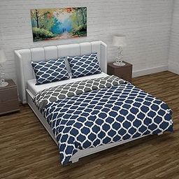 Divine Casa Micro Polyester Reversible Double Bed Queen Size Abstract Printed Duvet Cover, Dark Blue & Grey-image-27